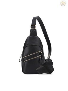 Unisex Concealed Carry Sling Backpack Crossbody Purse Faux Leather Lockable